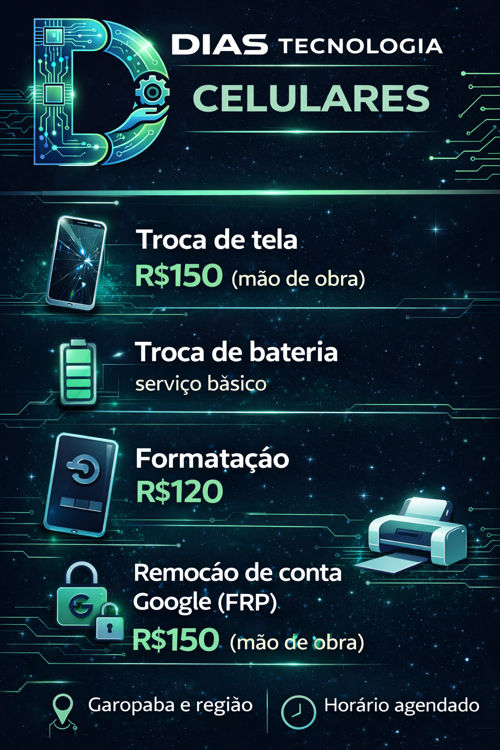 Arte de serviços de reparo de celulares